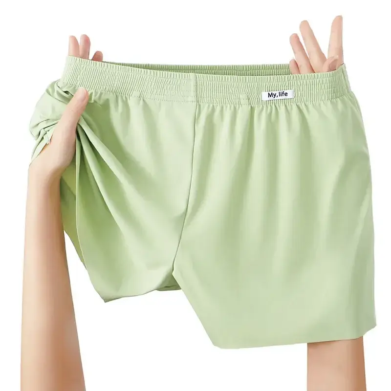 Tamanho grande cetim sedoso solto boxer shorts masculino verão fino legal gelo seda roupa interior seta calça sem costura pijamas calcinha 3256812316631462
