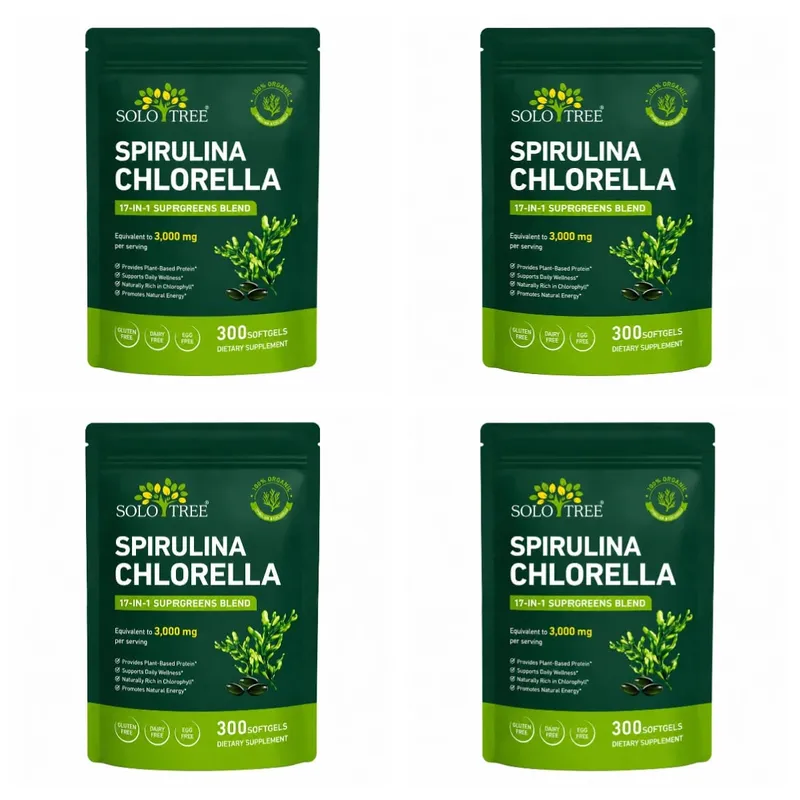 Solo Tree Spirulina Chlorella Softgels with Organic Microalgae Vitamin B6 B12 Digestive Balance & Immune Support 300 Softgels — image 10
