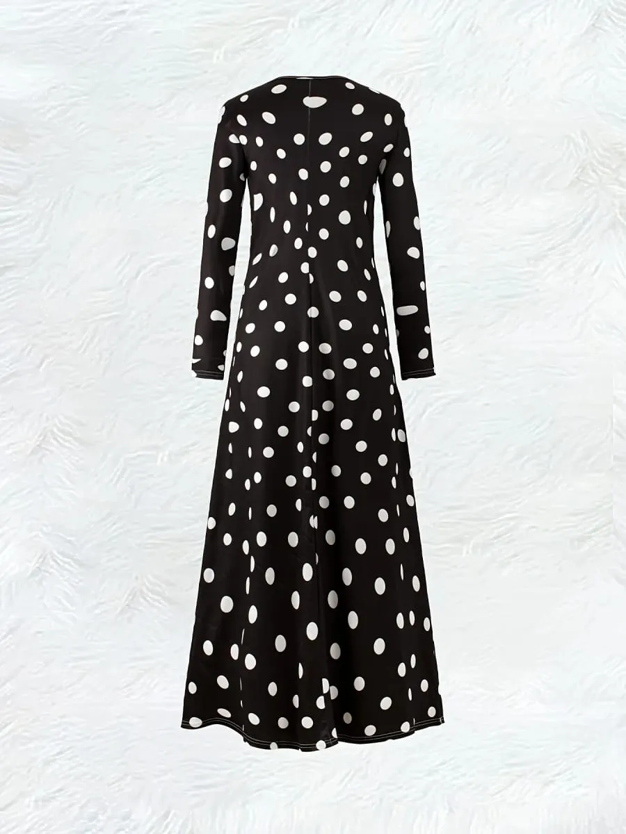 Long Sleeve Dress for Women Casual Solid Color A Line Midi Dress Fall Winter Fashion Elegant Office Wear Comfortable Stretchy — image 2