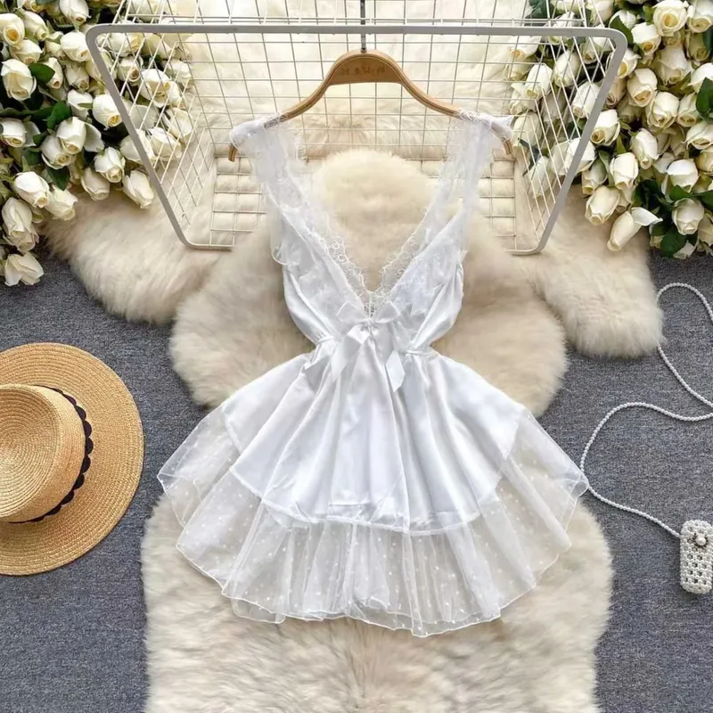 Woman Plus Size Sexy V-Neck Strap Dress Lace Trim Slim Short Dress Women Fashion Comfortable Dress Party Hotsweet — image 38
