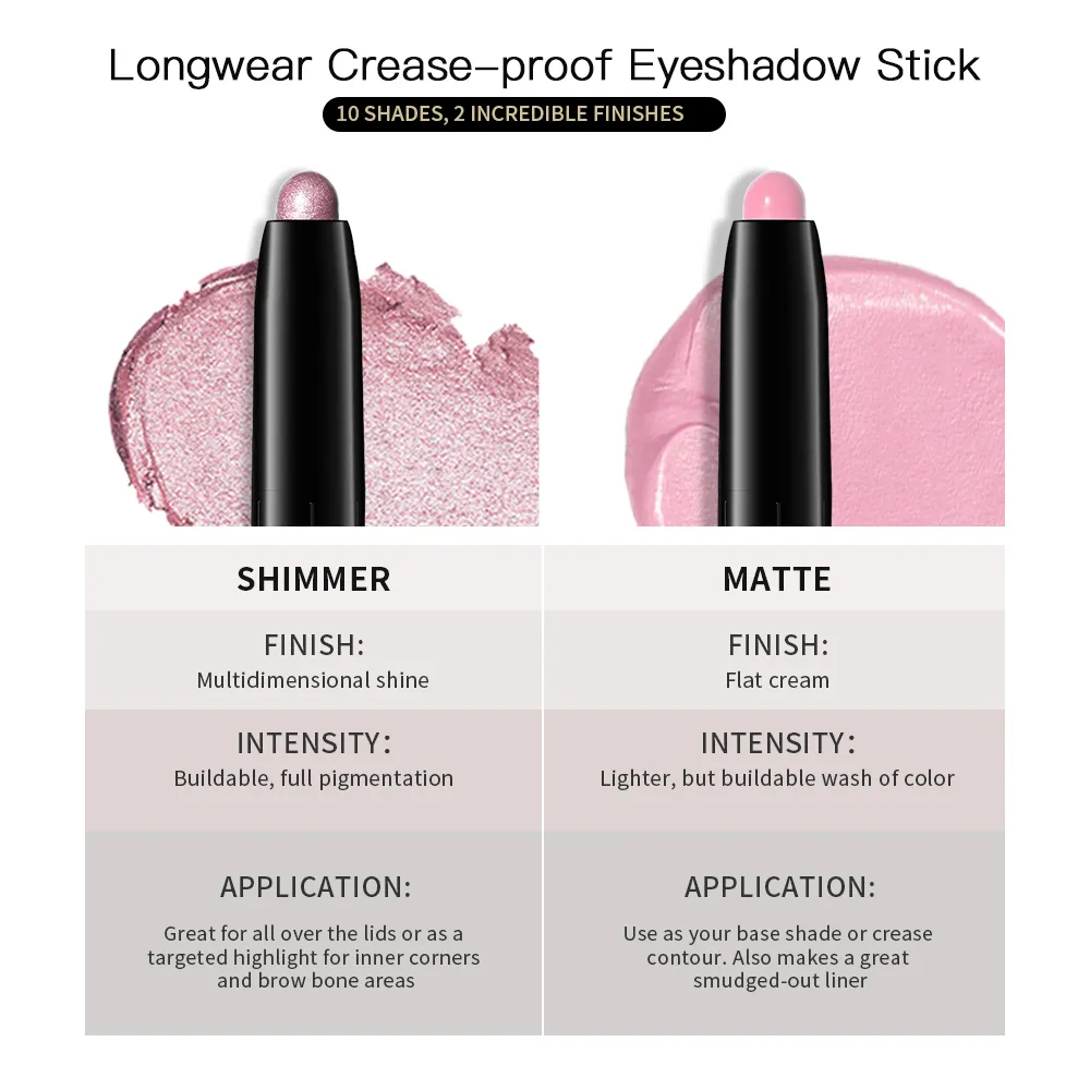 Eyeshadow Liner Sticks Matte & Shimmer Waterproof Metallic Glitter Eye Shadow Highlighter Pencil Eyeshadow Natural Cosmetics — image 4