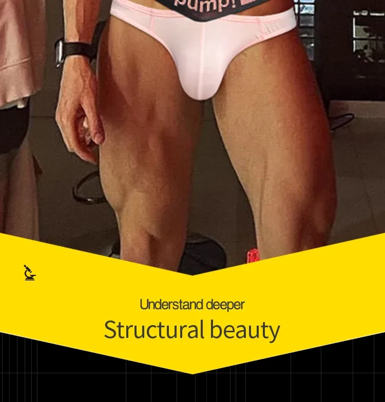 Trendy Little Triangle Masculino Juventude Cintura Baixa Ajuste Fechado Hip Lift Elástico Rosa Gradiente Com Decote Em V Pendurado — image 8