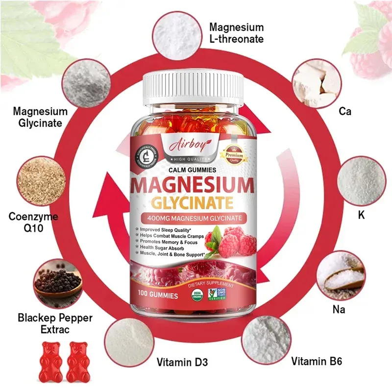 Magnesium Glycinate Gummies - Brain Health Strengthen Muscles and Bones Improve Sleep Relax Nerves — image 5