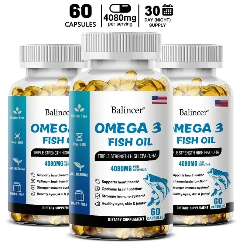 Balincer Wild Caught Omega 3 Fish Oil Softgels- Triple Strength High EPA 1200mg DHA 900mg Non-GMO Gluten Free Dietary Supplement — image 10