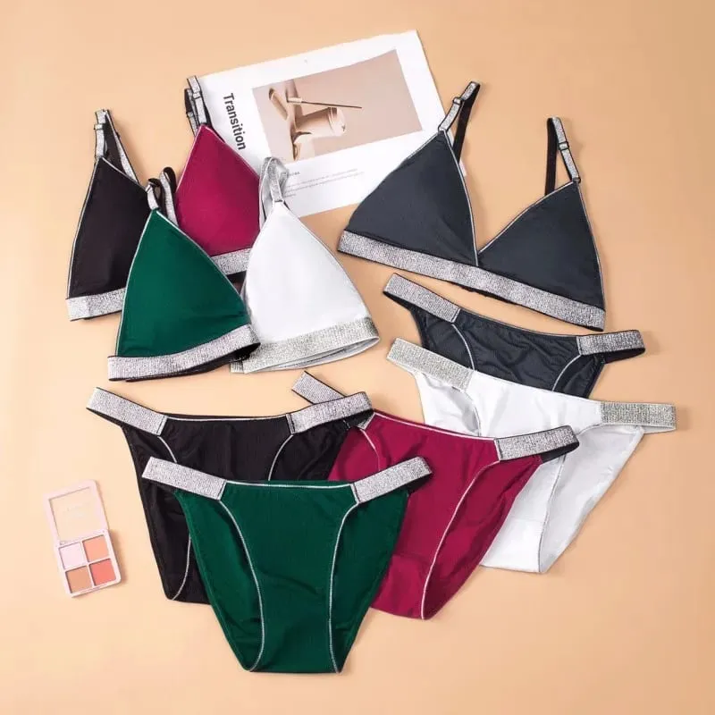 Women Wirefree Bra at Panties Set Padded Bralette Low Rise Bikini Briefs Sexy Lingerie Set Soft Comfy Daily Wear Underwear — image 2