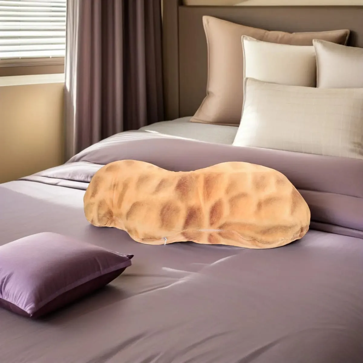 Creative Peanut Shaped Soft Decorative Cushion 45Cm Lumbar Support Pillow for Sofa Bed Office Cute Stuffed Food Shaped Cushion