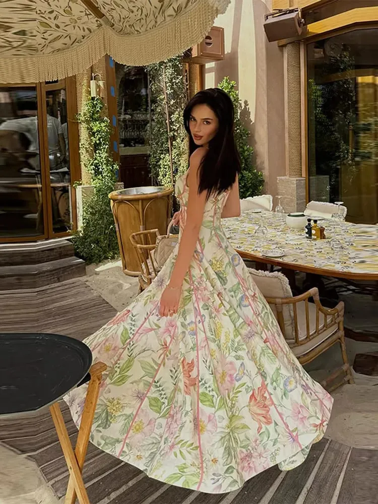 Floral Print Women 's Maxi Dress Spaghetti Strap Corset A Line Long Dresses Female 2026 Summer Fashion Vacation Woman Vestidos — image 4