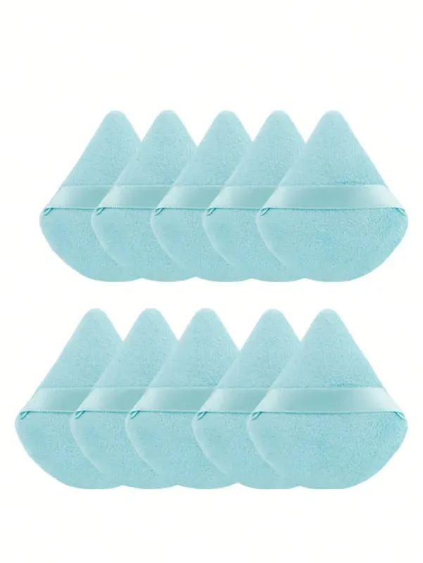 10 Pcs Triangle Velvet Powder Puff Pizza Flours Mini Face Makeup Sponge Cosmetics Washable Lightweight Makeup Tool — image 19