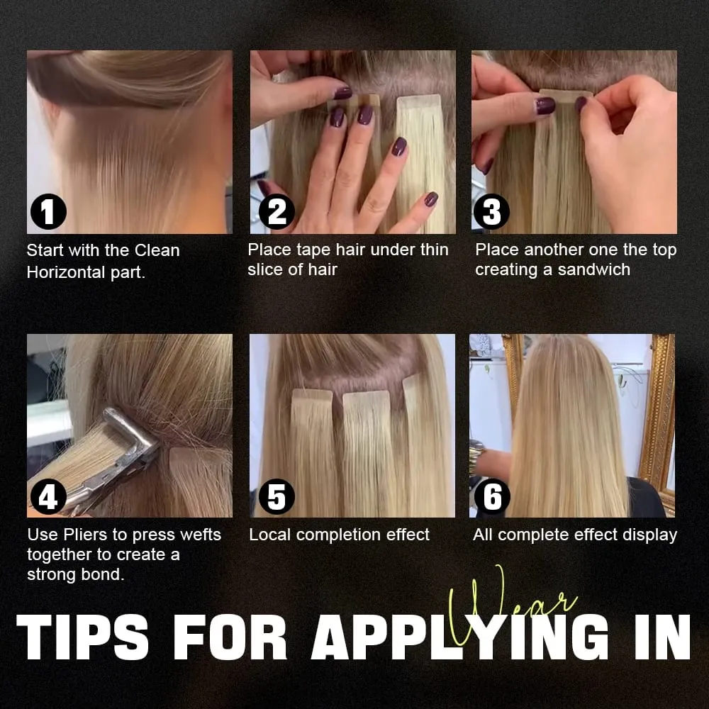 Newly Women Long Human Hair Extension Tape Ins Natural Tape In Hair Extensions Human Hair Gorgeous Seamless Weft Adhesive Hair