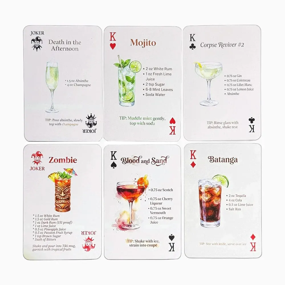 54-Card Deck of Original Cocktail Recipes Bartender's Guide Party Playing Cards Home Bar Decor Drinking Game with Storage Box — image 3