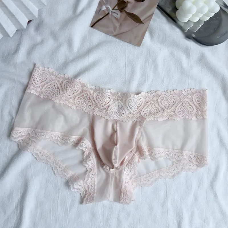 Panlalaking Ice Silk Lace Trim Manipis na Seamless Brief Makintab na 3D Pouch Magaan na Panloob na Panty Kumportable Araw-araw na Lingerie — image 18
