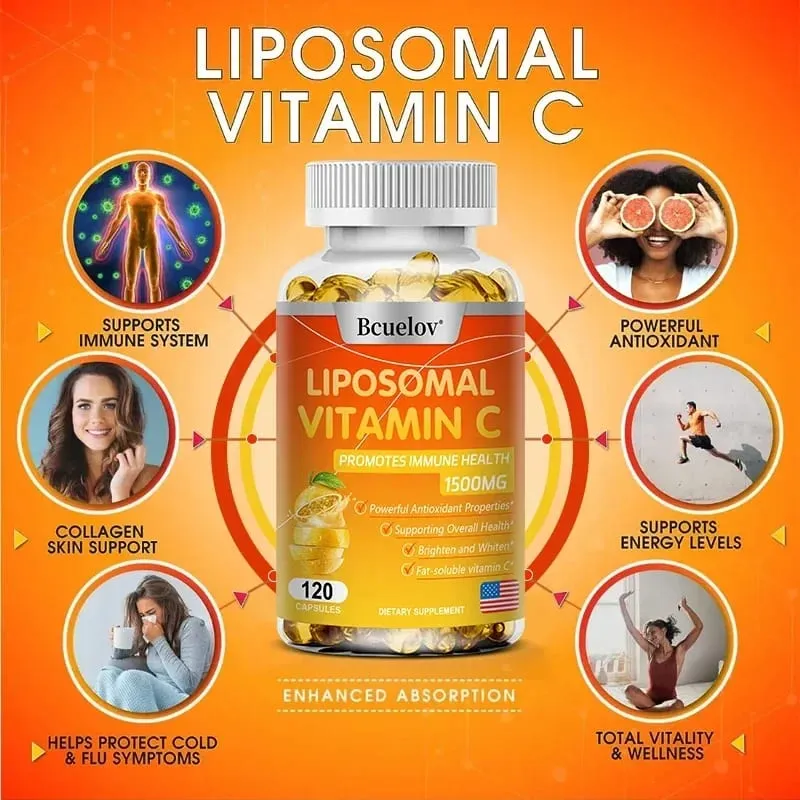 Liposomal Vitamin C Capsules Makapangyarihang Antioxidant Nagtataguyod ng Collagen Production Sinusuportahan ang Kalusugan ng Balat 1500mg — image 4