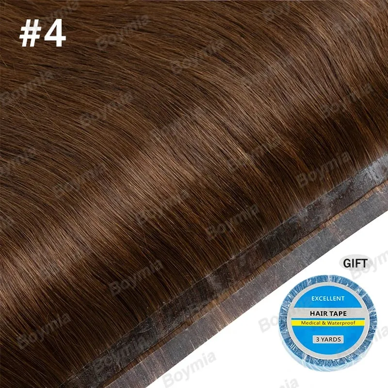 Tape In Weft Hair Extensions Human Hair PU Long Weft Tape In Hair Extensions Real Human Hair Silky Easy to Use Remy 12-20 inch — image 10