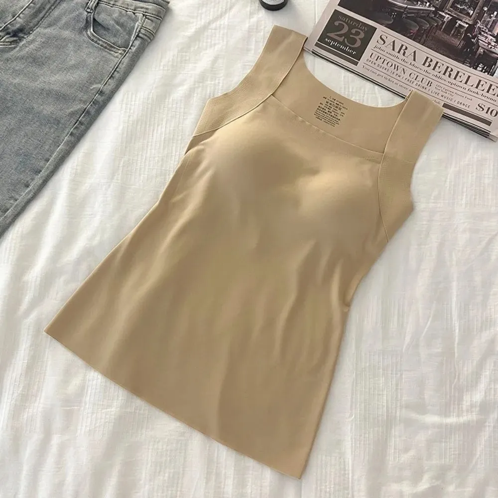 Sexy Design Sleeveless Tank Tops Seamless Knitting Summer Lightweight Crop Camisole Tops Female Bra Style With Chest Pads — image 10