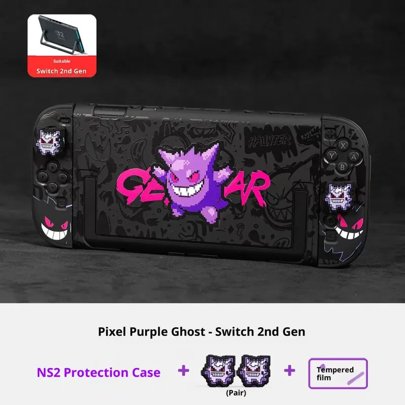 Anime Pokemon Gengar Holder Case For Nitendo Switch 2 Cartoon Removable Handle Holder Protective Cover Grip Cap Game Accessories — image 7