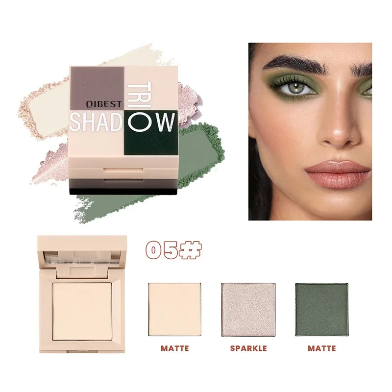 1 piece three in one eye shadow palette portable makeup matte and shiny finish multi-functional neutral tone easy to mix
