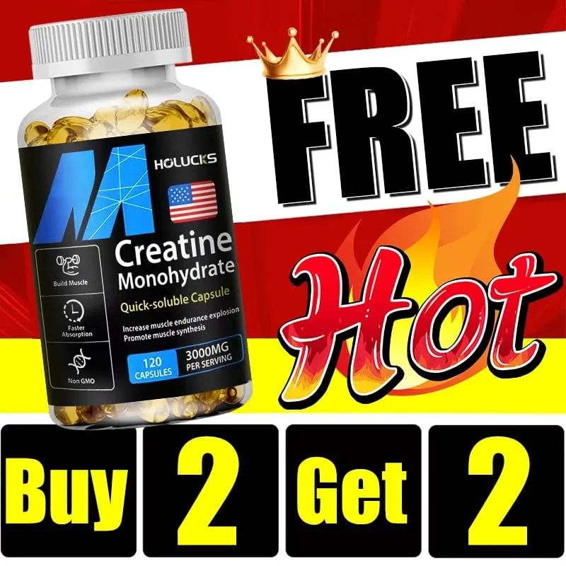 Buy 2 Get 2 Free! Pure Creatine Monohydrate Capsules Support Muscle Growth Strength & Performance Enhances Cognitive Function — image 2