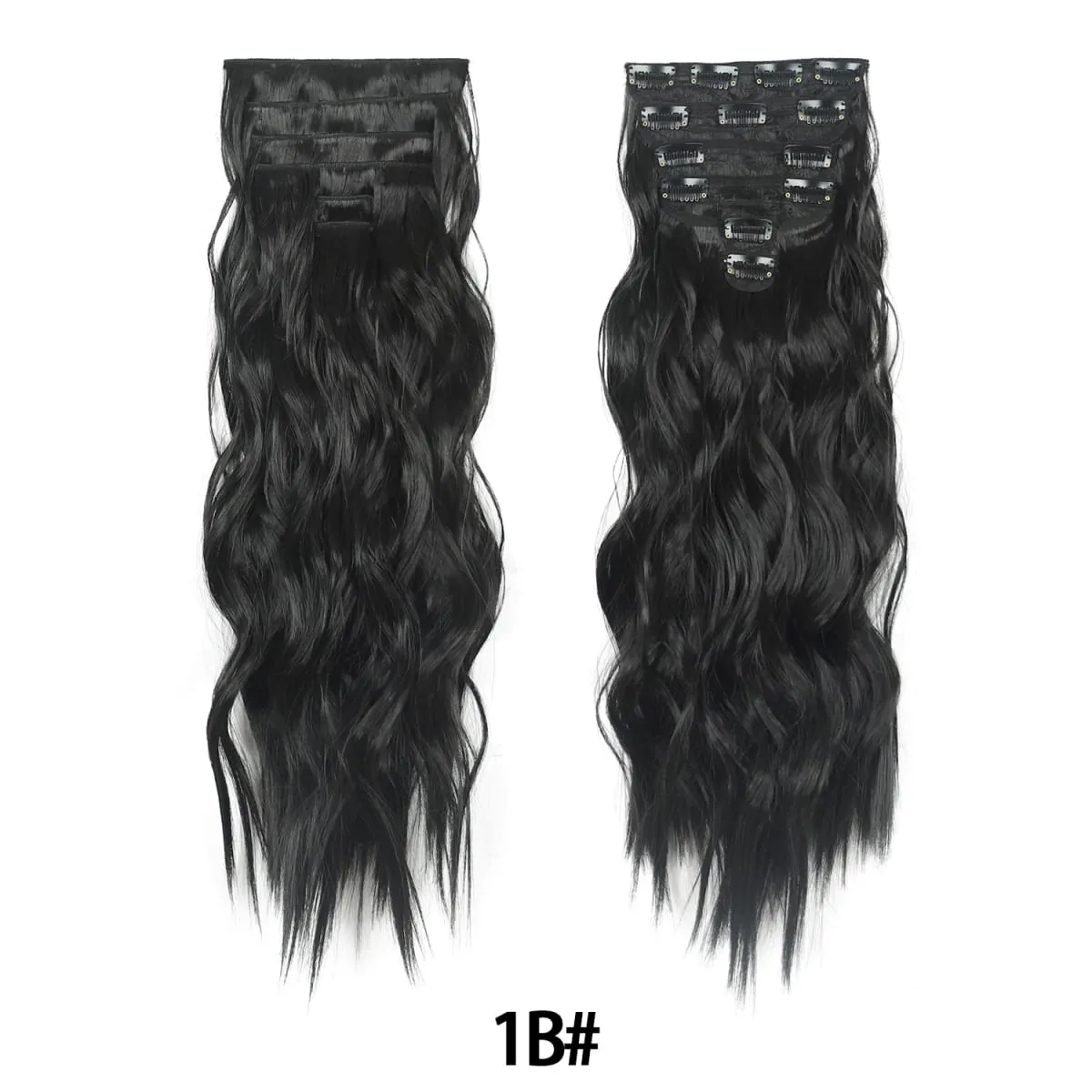 Clip in Hair Extensions 6PCS Thick Synthetic Hair Long Beach Waves hair Invisible Lace Weft Natural Soft Hairpieces for Women