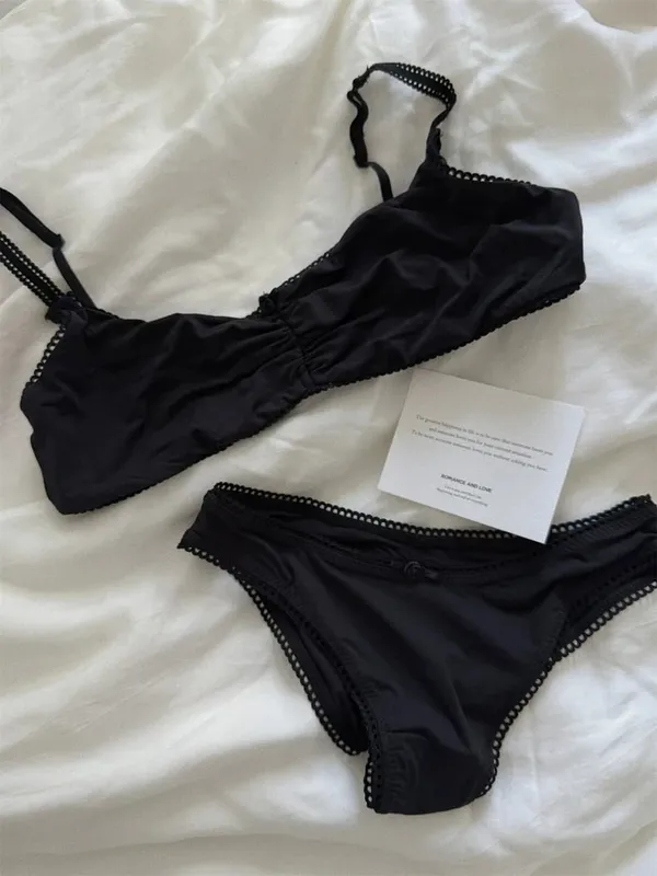 Pink Lace Bra Set Woman Adjusted-strap Seamless Bras+sexy Low Waist Panties Solid Simple Sweet High Elasticity Lingerie Sets New