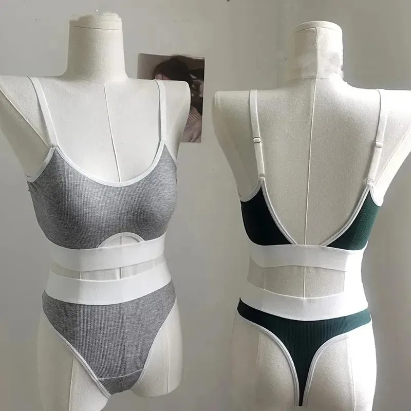 Seamless Bras Sports Bra And Panties Set Women Hollow Out Cotton Underwear U Back Push Up Bras Comfort Sexy Set Lingerie — image 5