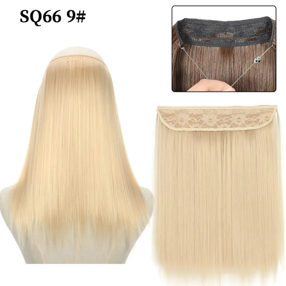 16/22inch Invisible Wire Hair Extensions Headband Adjustable Size Natural Long Straight Hairpiece Synthetic Hair Piece for Women — image 9