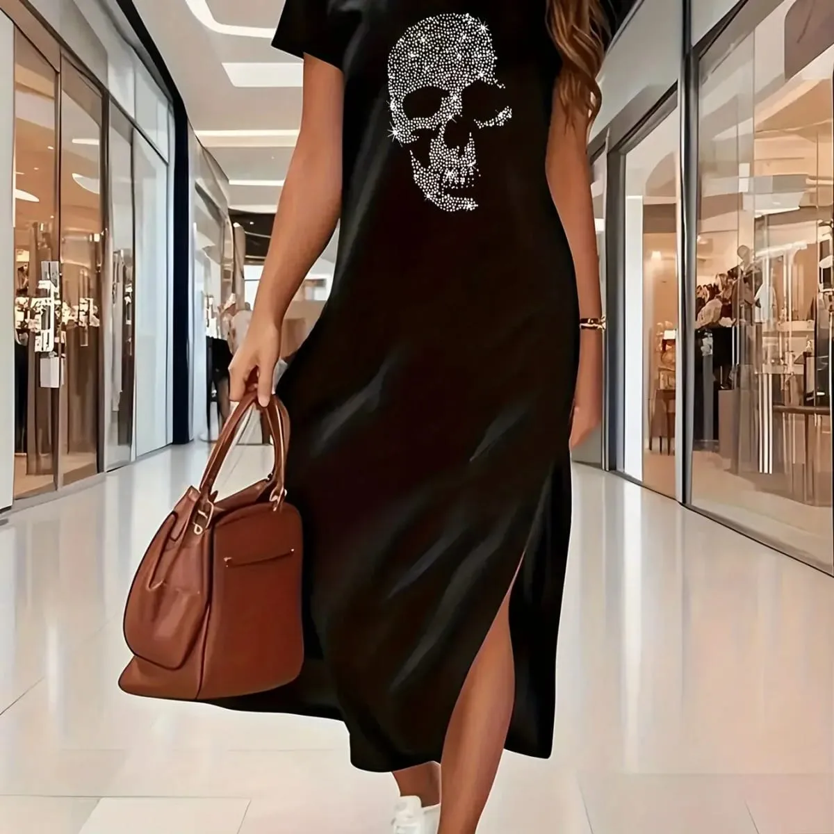VerãoVestido longo solto e confortável vestido longo camiseta feminino vestidos conflitantes de verão — image 3
