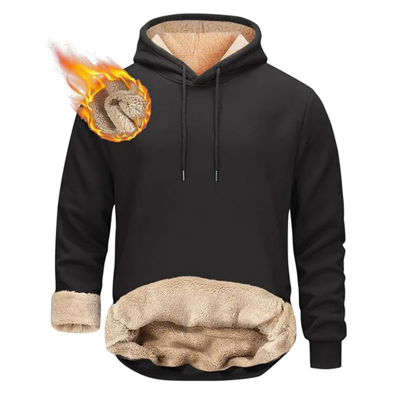 Vinter Varma Luvtröjor Herr Sport Tjocka Sweatshirts Vindtät Thermal Casual Enfärgad Lös långärmad tröja Streetwear