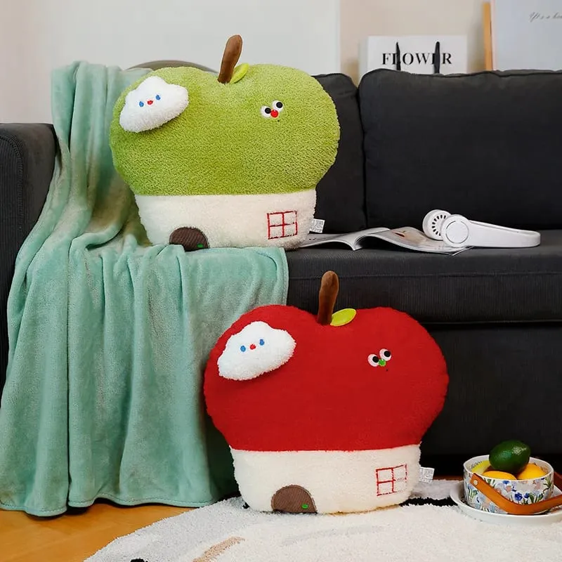 Cute Apple House Plush Pillow Optional With Blanket 2‑in‑1 Throw Cushion Kawaii Fruit Stuffed Pillow Sofa Bedroom Decor Gift — image 2