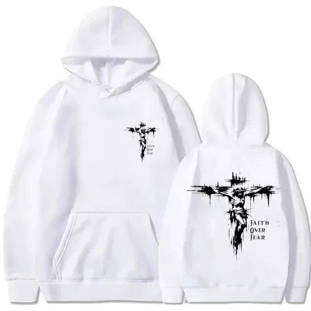 Men's Hoodie with Religious Cross and Motivational Text Prints Pullover Style Autumn Fashion Hooded Hoodie Casual Hoodie Unisex — image 2