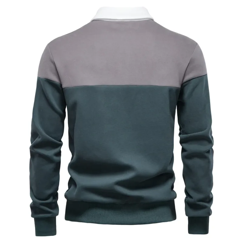 Nova primavera masculina com capuz de mistura de algodão em bloco colorido para negócios estilo casual moletom de manga comprida — image 18