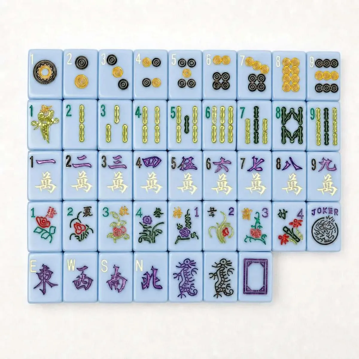 Classic Pastel Blue Mahjong Set American Style Acrylic Mah Jongg 160 Pieces Rounded Edge Table Game Christmas Gift — image 4