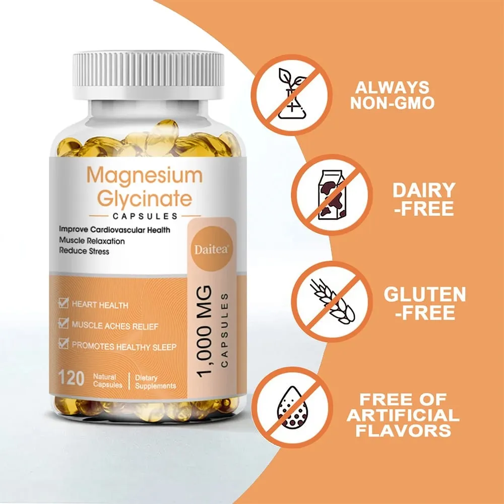 Suplemen Magnesium Glycinate dengan Vitamin Untuk Menggalakkan Tidur Semulajadi Mengurangkan Tekanan dan Kebimbangan serta Menyokong Kesihatan Tulang — image 5
