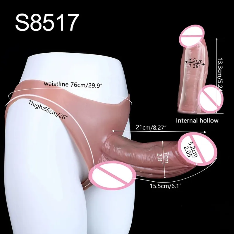 Højtalje realistisk penisærme насадка на член Strap On Hollow Dildotrusser Silikone Dick Extender Sexlegetøj til mænd