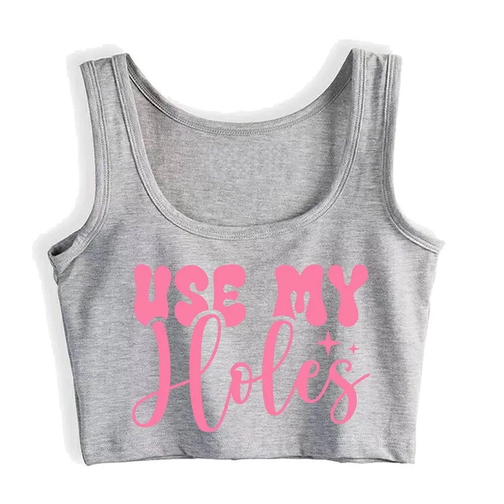 Use My Helos Design Cotton Sexy Fit Crop Top Adult Humor Dirty Flirting Style Tank Top Swinger Playful Sports Camisole