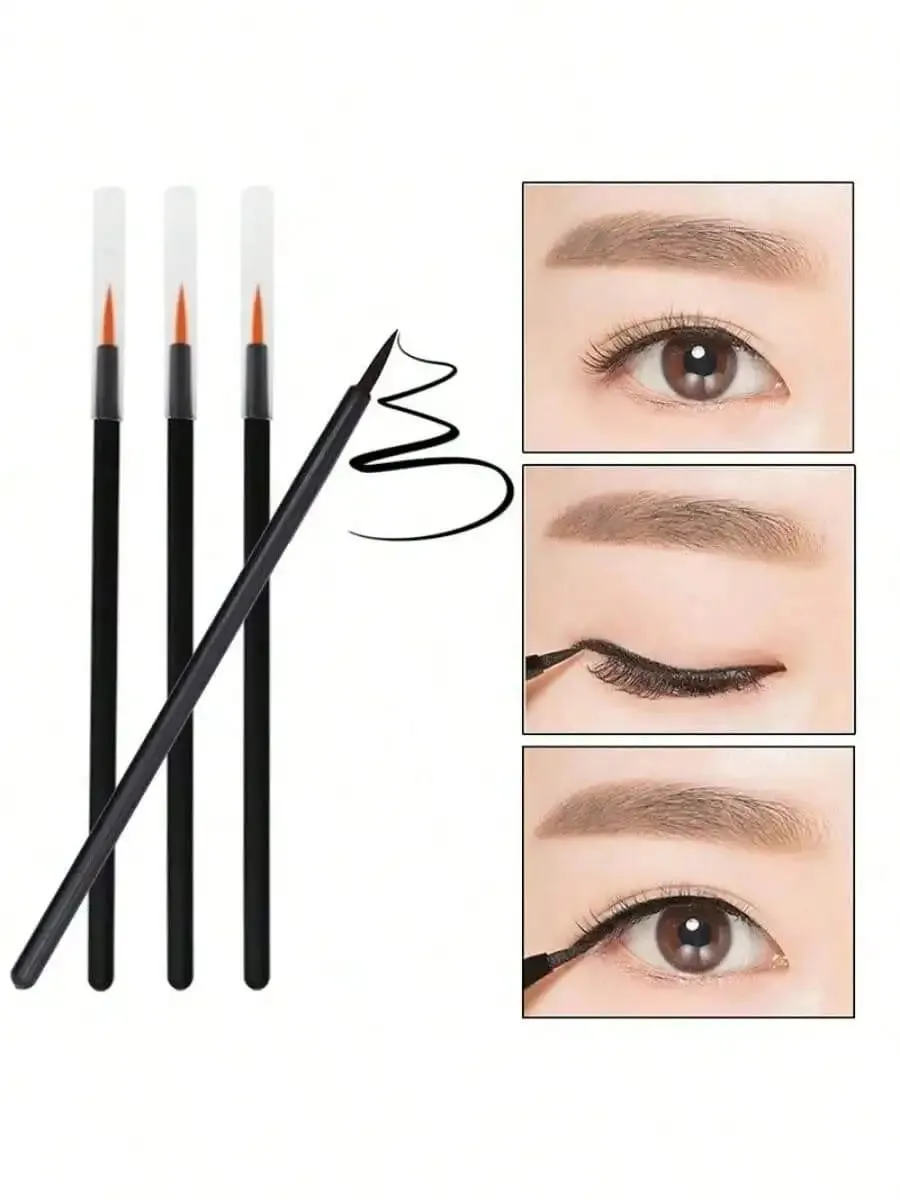 10Pcs/Set Disposable Eyeliner Brushes With Cap Fine Fiber Nail Art Pen Applicators Wand Professional Cosmetic Mini Makeup Tools — image 4
