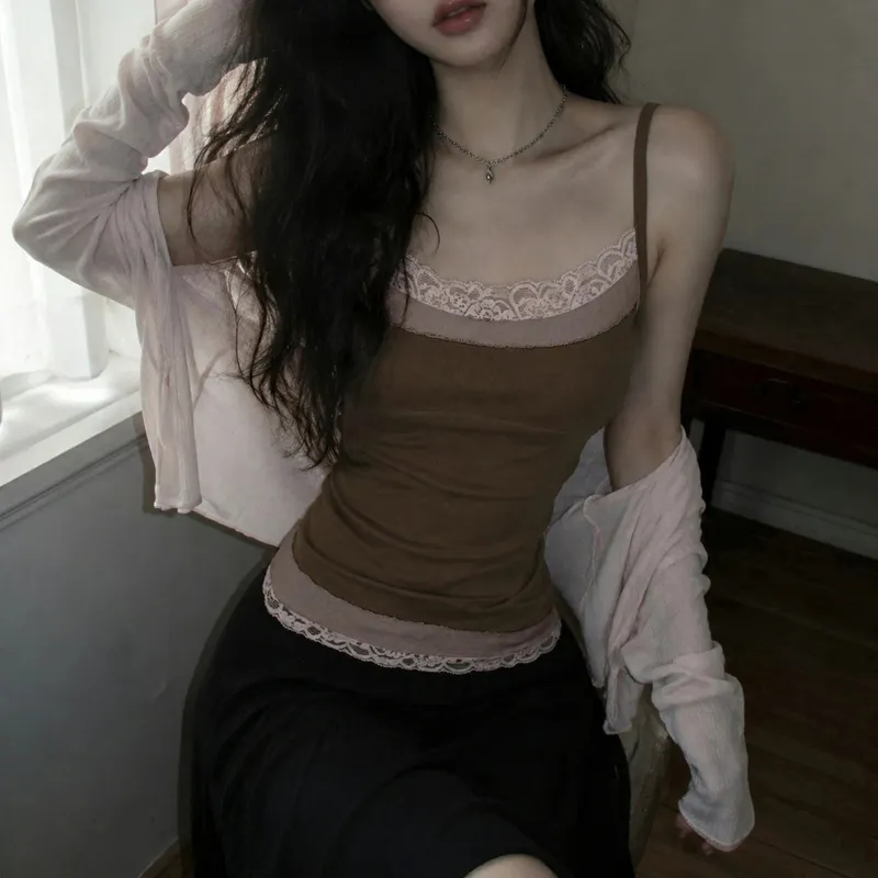 Sexy Lace Trim Patchwork Camisole For Women Y2K Summer Sleeveless Cami Tops Vacation Casual Clothes Coquette Tank 2026 — image 4
