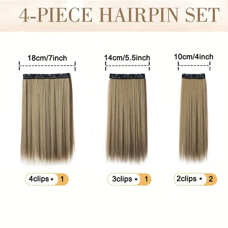14Inch Synthetic 4Pcs/set Clips in Hair Extensions Straight Hairstyle Brown Blonde Hairpieces Heat Resistant Hair For Women — image 6
