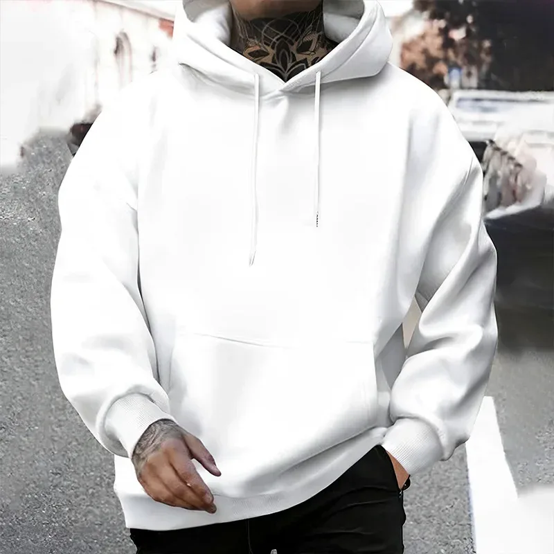 2025 Fall/winter New Arrival Men's Hoodie High Quality Solid Color Hooded Sweatshirt Male Home Outdoor Casual Fashion Pullover — image 4