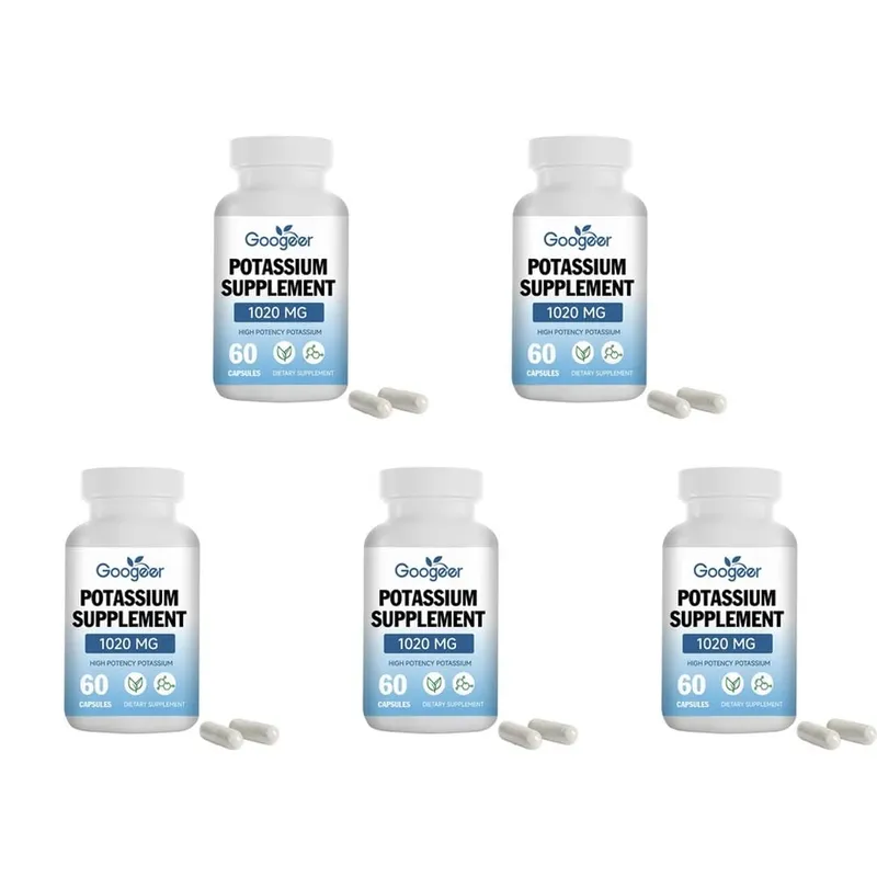 Cápsulas de suplemento de potássio Googeer para suporte diário de lacuna mineral 1020 mg equivalente a nível de potássio estável 60 cápsulas — image 11