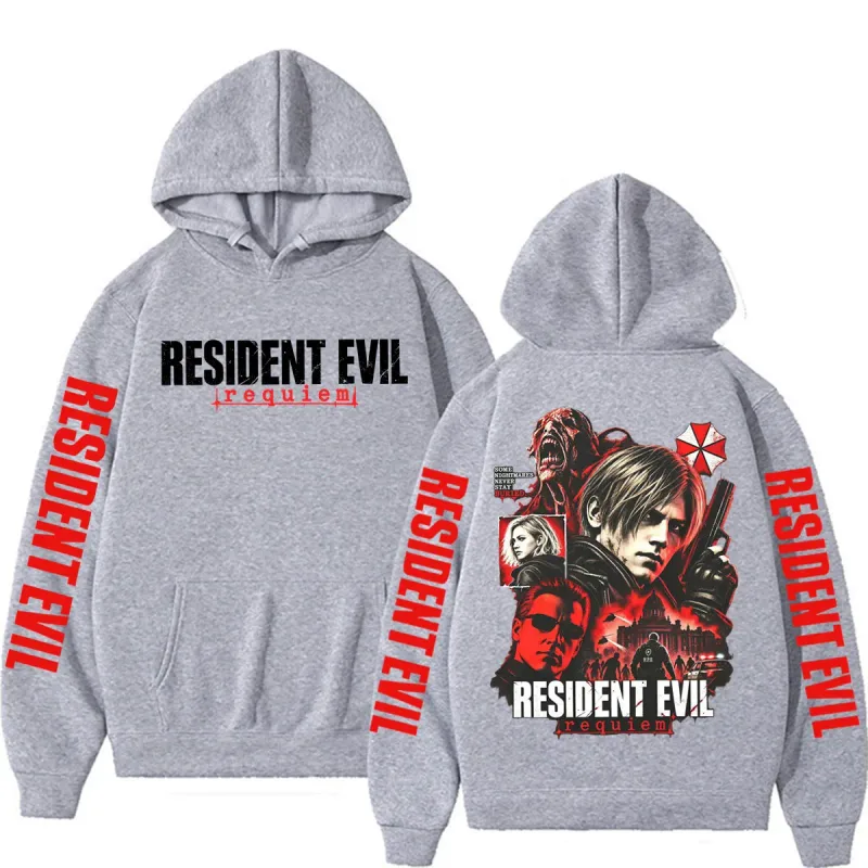 Leon Kennedy Resident Evil Requiem Merch Sweatshirts Herr Dam Casual Hoodie i fleece av hög kvalitet Harajuku klassiska gotiska hoodies — image 5
