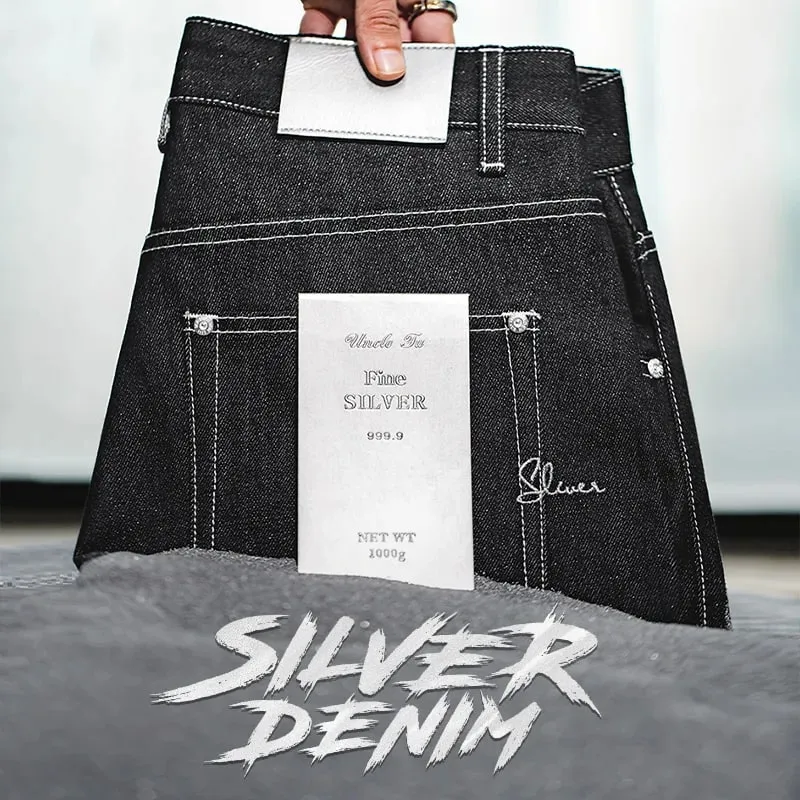Maden Vintage 13OZ جينز دينم فضي للرجال Selvedge الخام الدينيم الخريف منتصف الخصر مستقيم السراويل الذكور تنوعا بنطلون