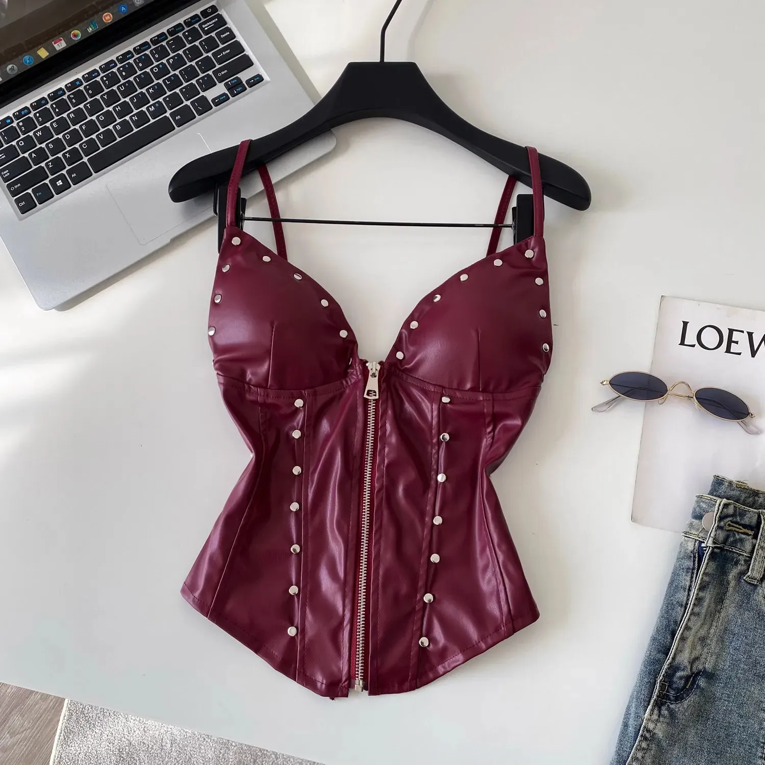 Chic sexy PU basic Camis Fashion Tank Top Women Summer Crop Top Bodysuits Hotsweet Streetwear — image 2