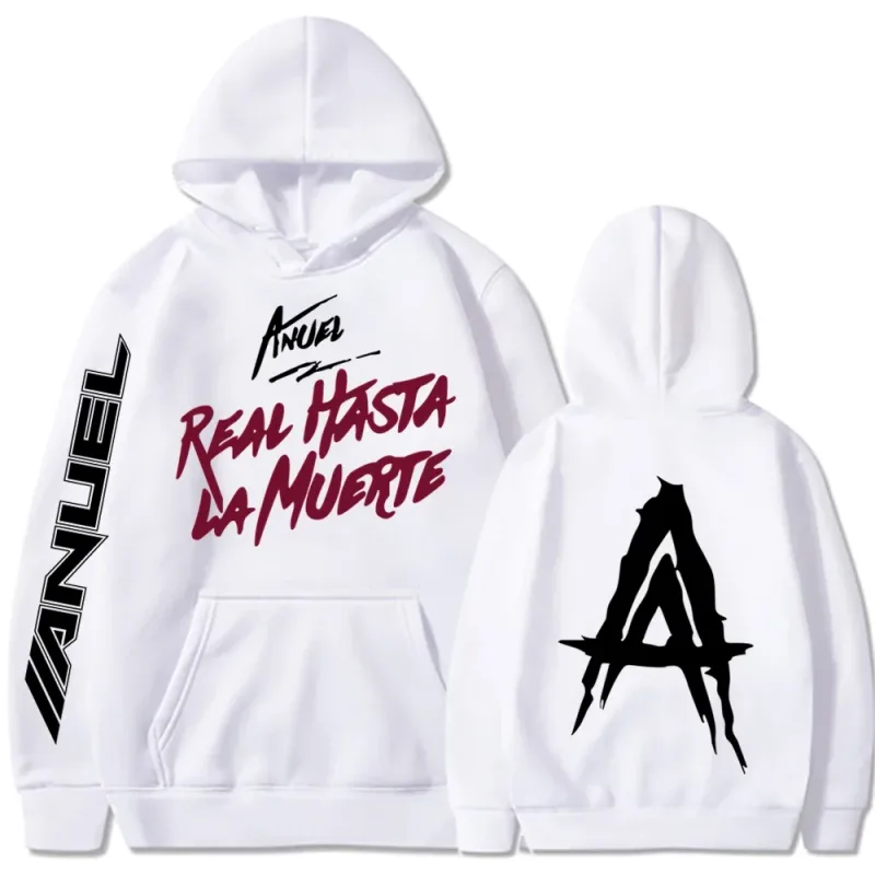 Autumn Fleece Men's Hoodies Anuel AA Real Hasta La Muerte Print Sweatshirts Streetwear Rapper Loose Pullover Casual Hooded Tops — image 2