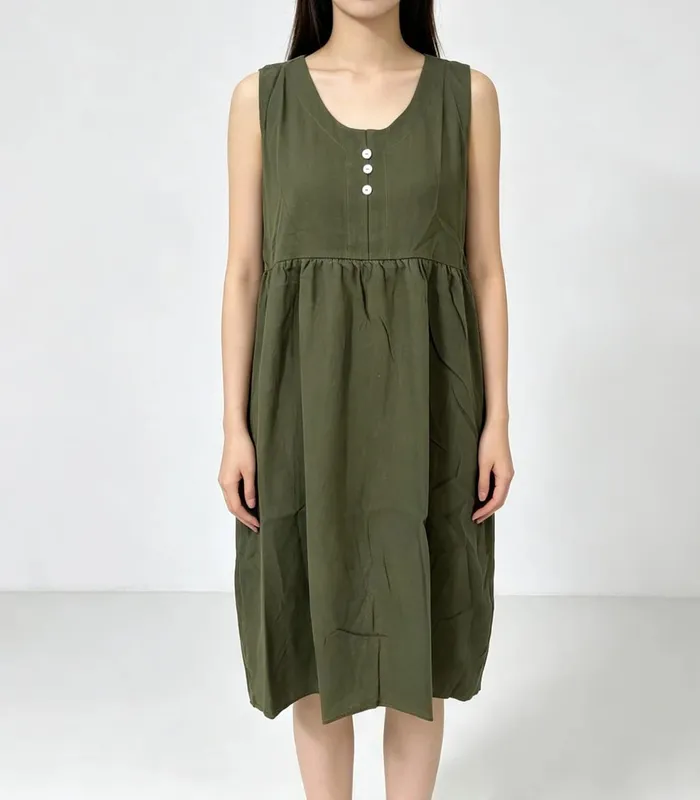 2026 New Women's Cotton Linen Sleeveless Dress Casual Button Down Loose Midi Dresses for Summer Women's Casual Dresses — image 6