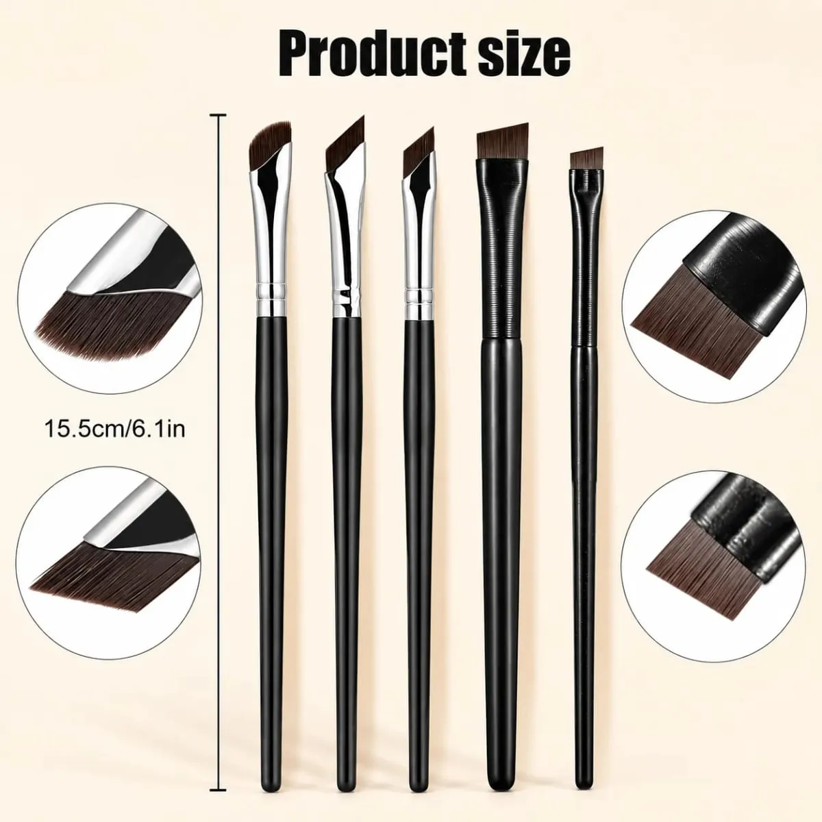 5/7-teiliges Präzisions-Augen-Make-up-Pinsel-Set | Sense- und abgewinkelte Eyeliner-Augenbrauenpinsel mit umkehrbarem Design mit langem Griff — image 6