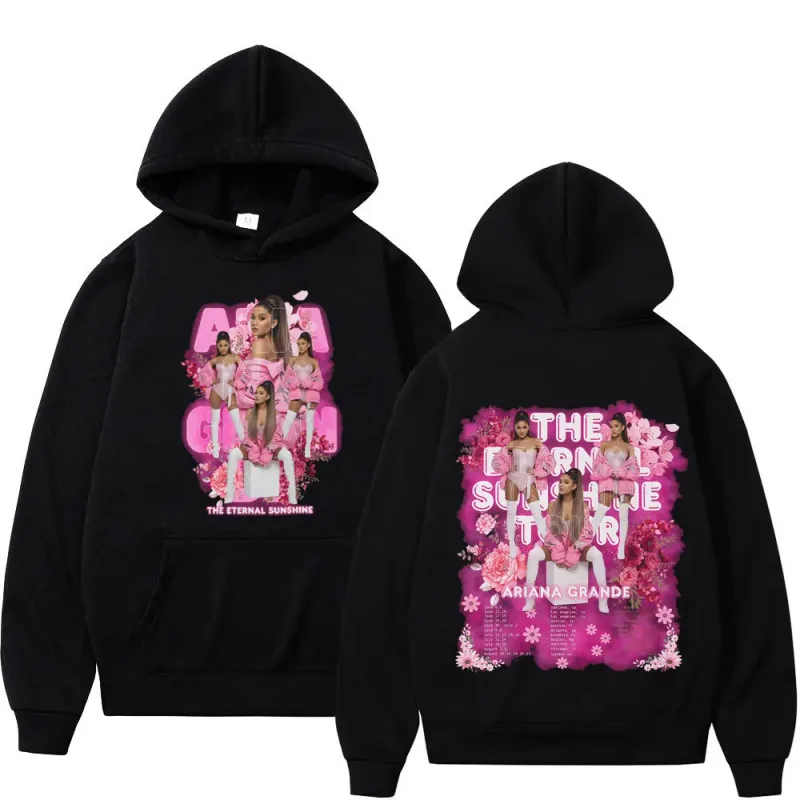 Cantora ariana grande tour 2026 gráfico moletom com capuz masculino feminino moda pulôver mangas compridas solto casual moletom de lã de grandes dimensões