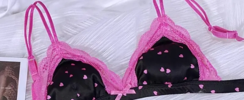 French Style Bralette No Underwire Sexy Lace Trim Small Cup Lingerie Cute 3-Piece Bra Set with Comfort Cup Shape Design S-xl — image 9