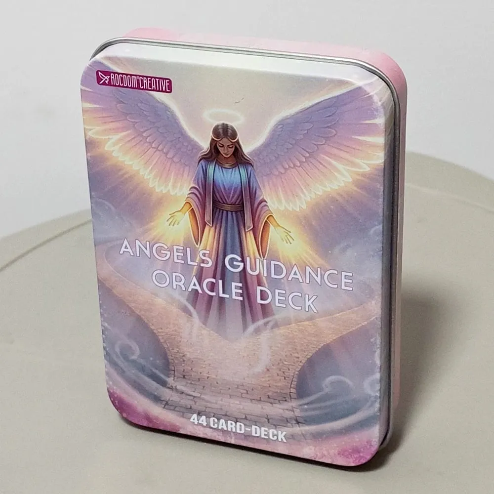 Angels Guidance Oracle Deck - 11.5*8cm 44 Cards with Guidebook Inspirational Divination Cards in Tin Box for Spiritual Growth