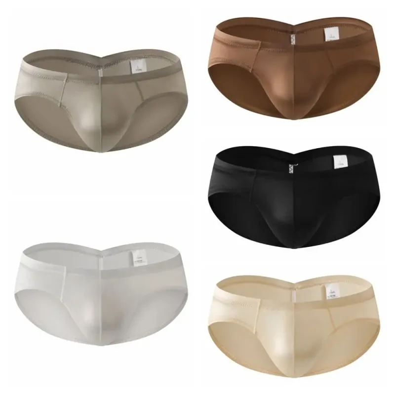 Breathable Low Waist Male Underwear Ice Silk Bulge Pouch Satin Silk Briefs Glossy Shiny Lingerie Men's Triangle Panties Sports — image 6