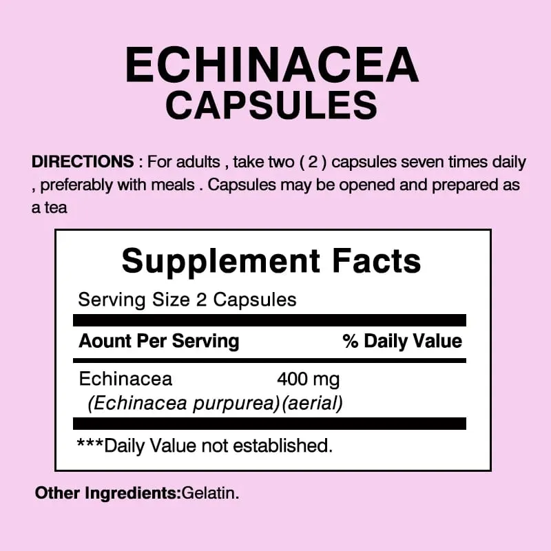 Echinacea Capsules 400 Mg - Sinusuportahan ang Immune at Respiratory Health at Binabawasan ang Haba ng Cold Supplement — image 2